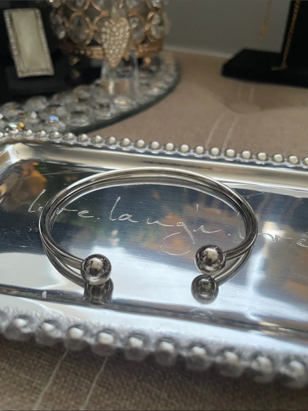 ✨Silvertone Open Cuff Bracelet with Polished Ball Ends✨NEW